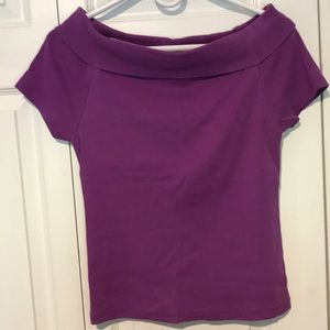 Purple Boatneck shirt with built in bra